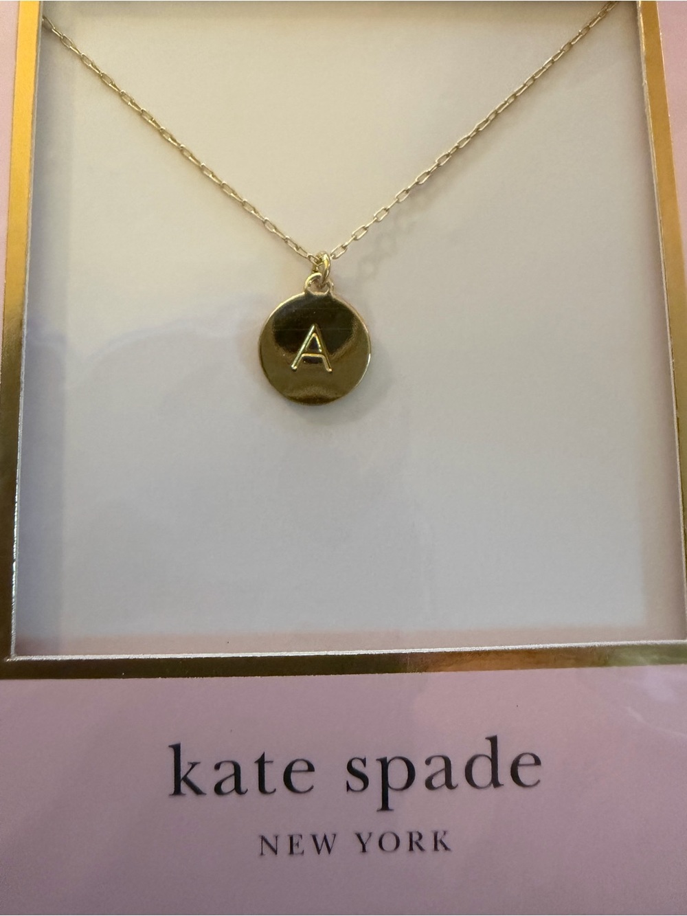 Kate Spade gold initial 'A' disc pendant necklace